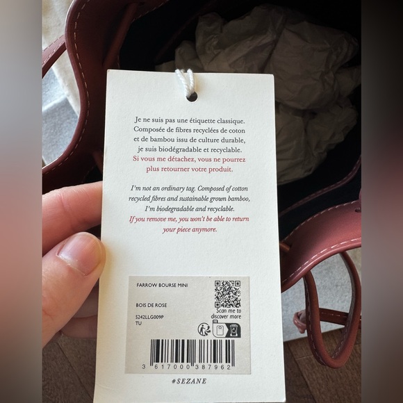 *NWT* Sézane Mini Farrow Bag Rosewood in Bovine Leather - Picture 12 of 13
